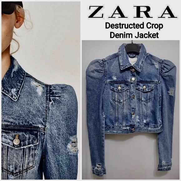 ruched shoulder denim jacket